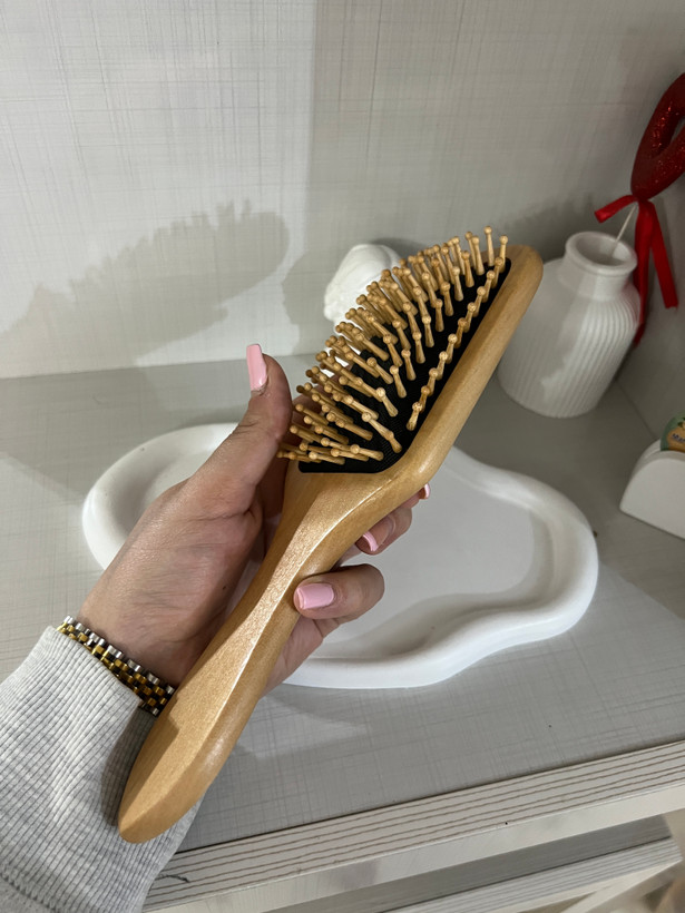 برس مو چوبی بامبو مدل مربعی بزرگ مشکی